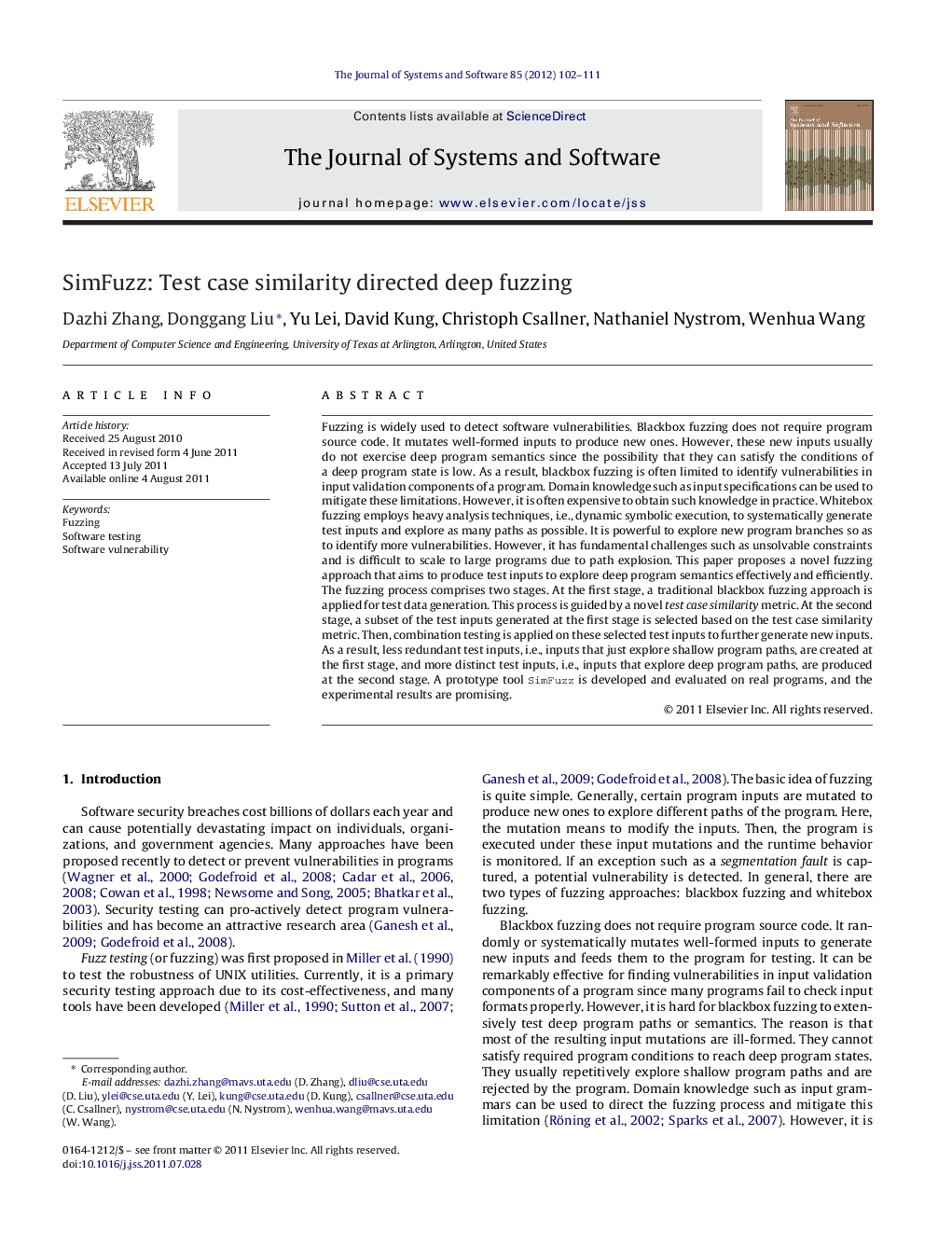 SimFuzz: Test case similarity directed deep fuzzing