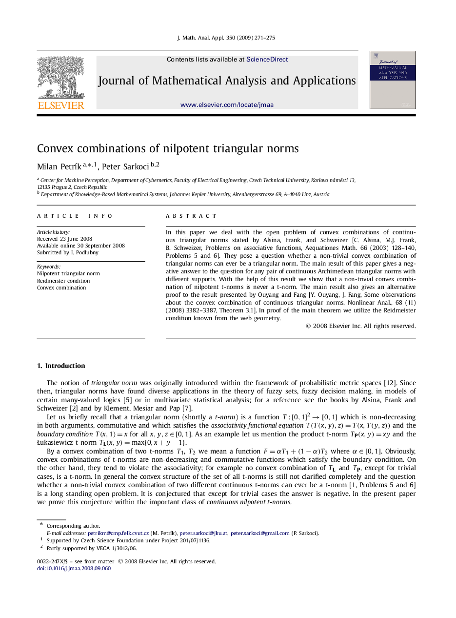 Convex combinations of nilpotent triangular norms