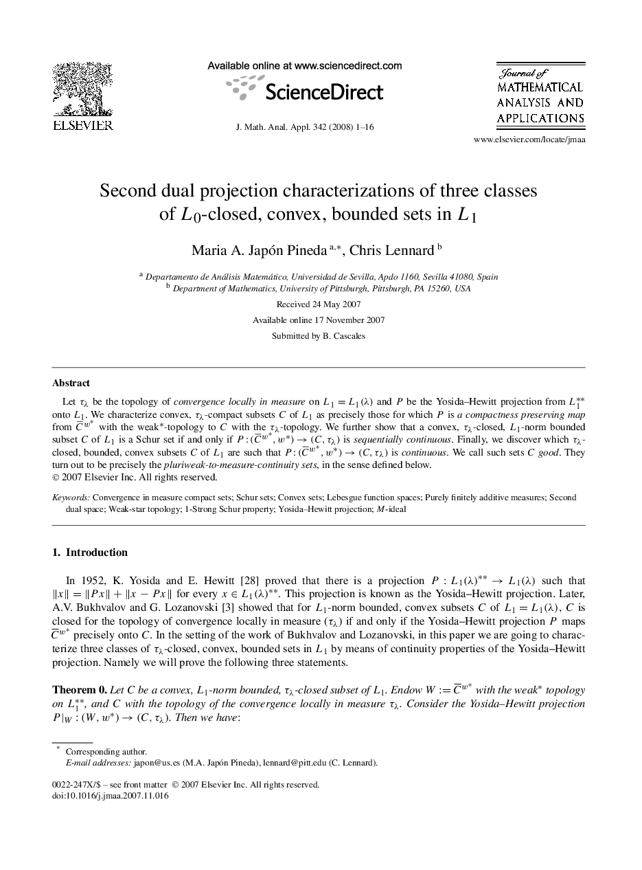 Second dual projection characterizations of three classes of L0-closed, convex, bounded sets in L1