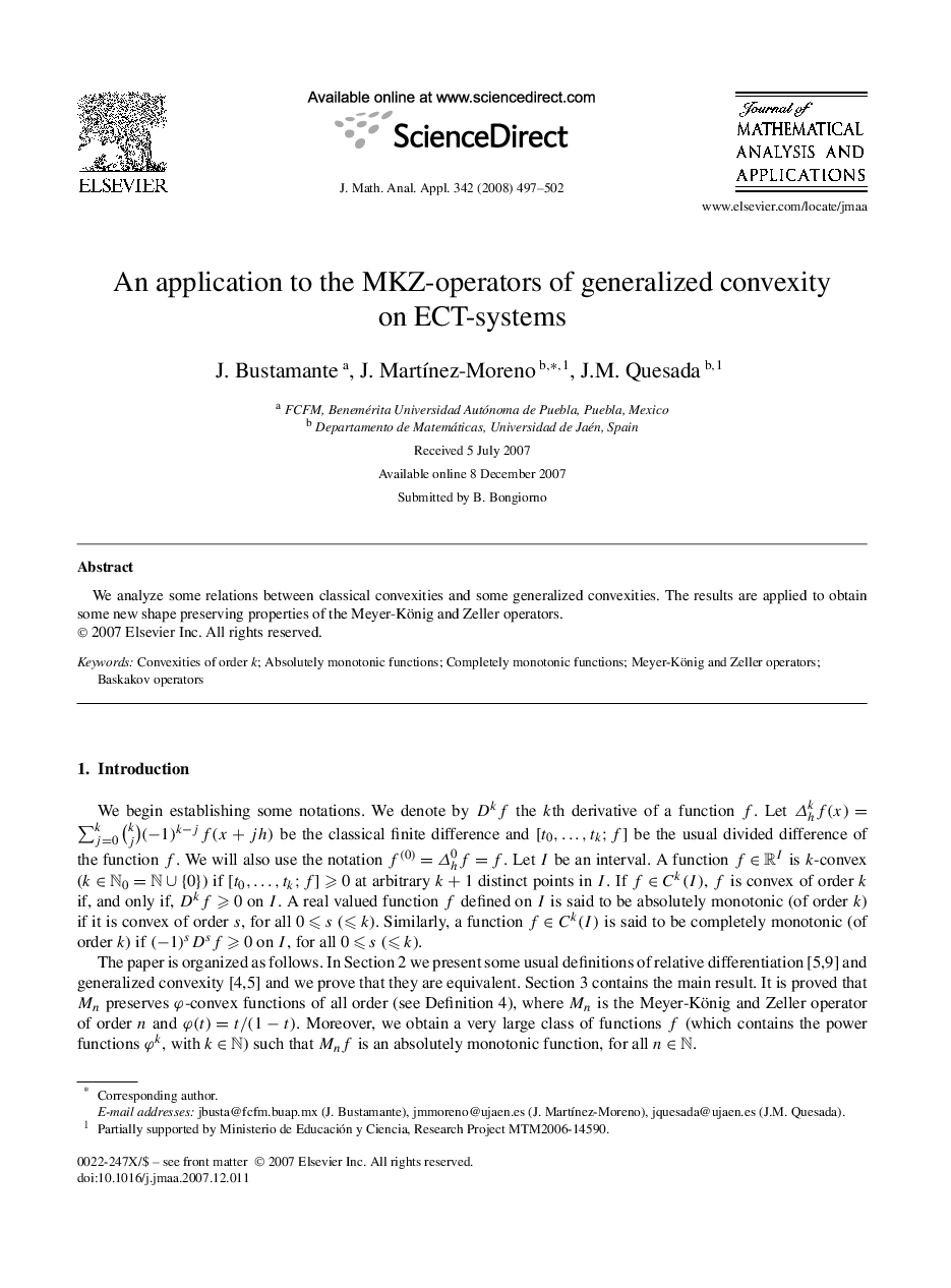 An application to the MKZ-operators of generalized convexity on ECT-systems