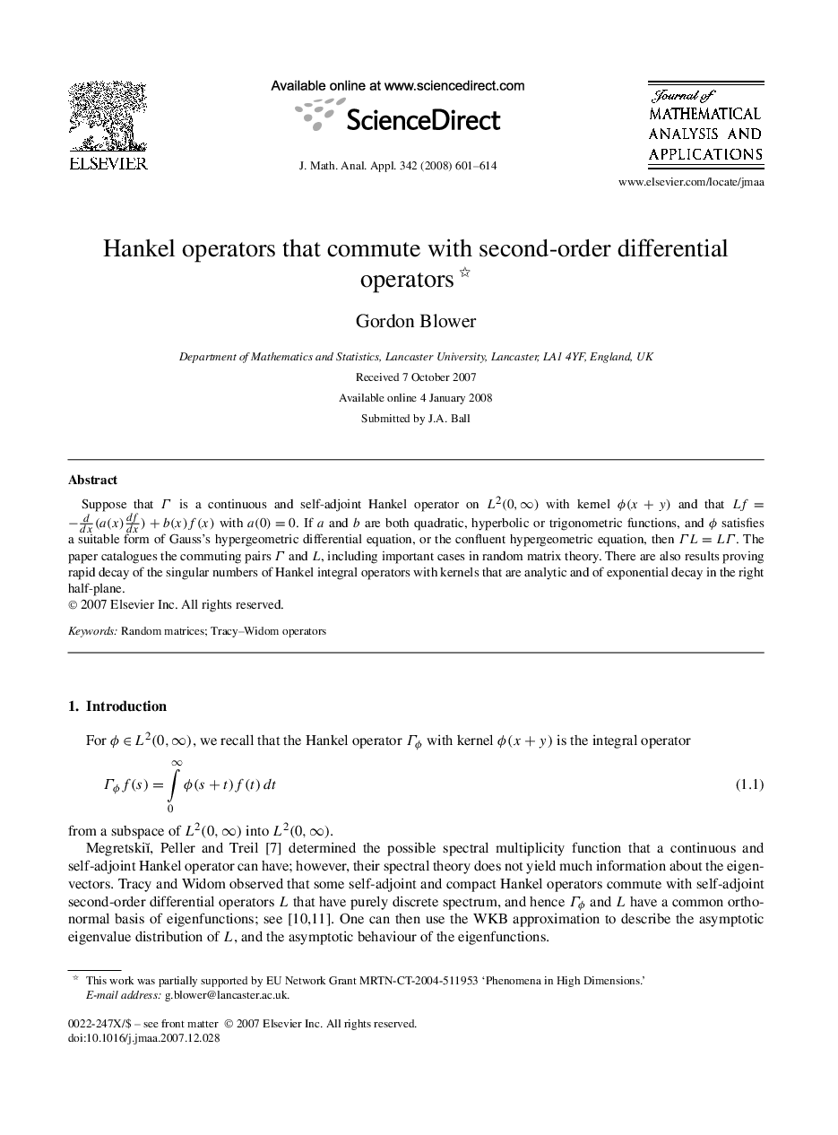 عکس صفحه اول مقاله: Hankel operators that commute with second-order differential operators Hankel operators that commute with second-order differential operators