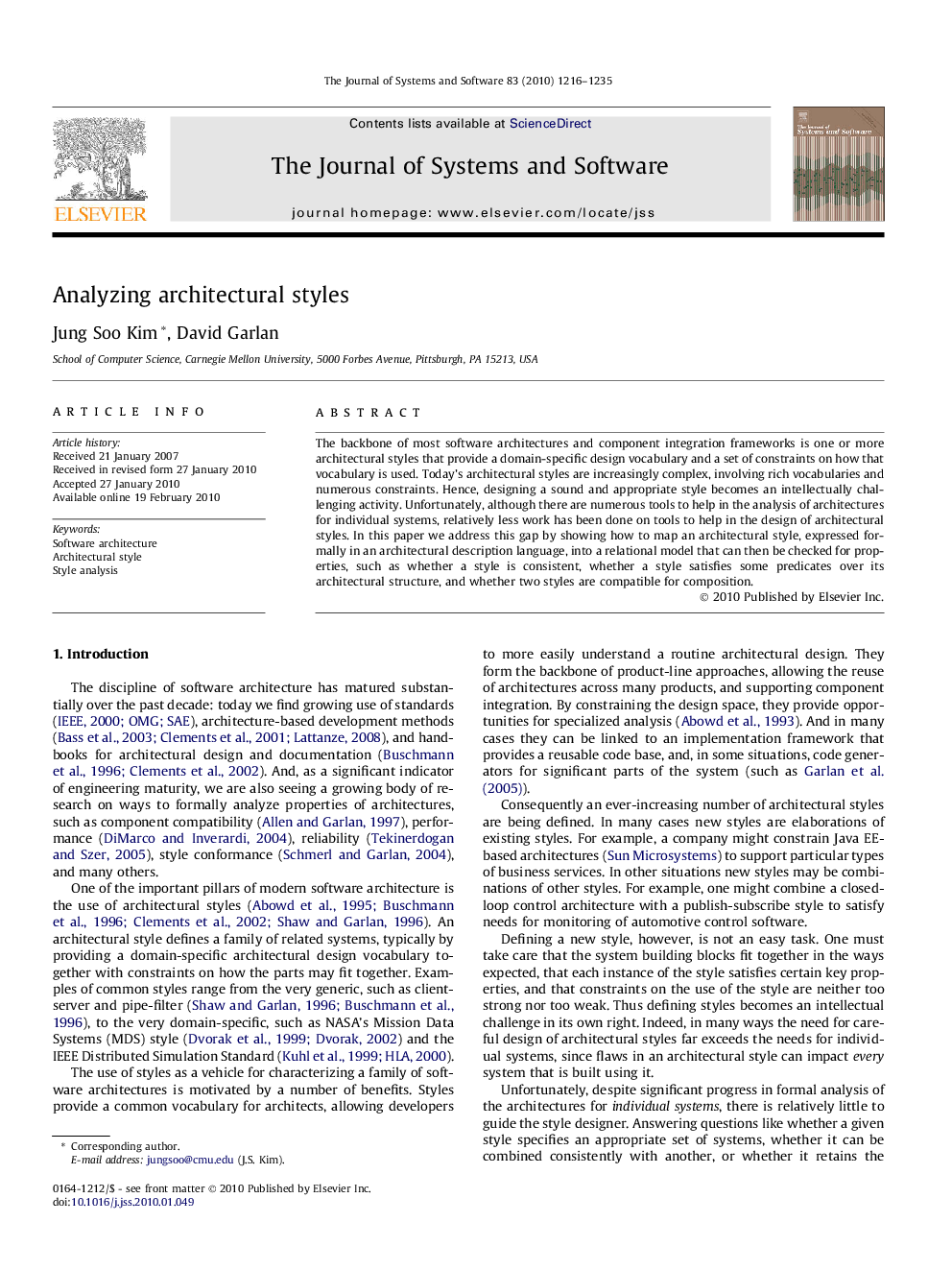 Analyzing architectural styles