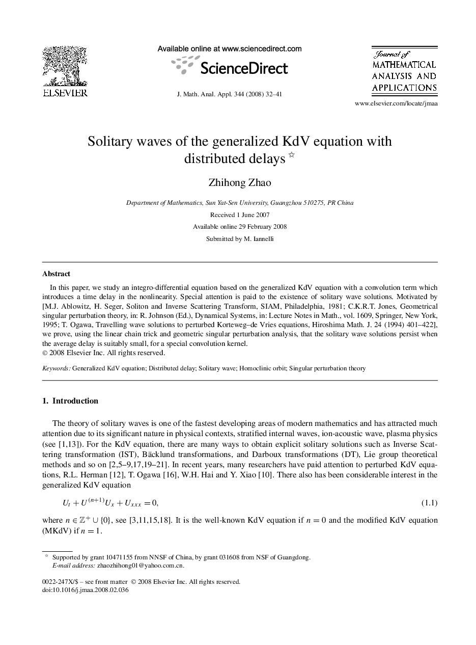 Solitary waves of the generalized KdV equation with distributed delays 