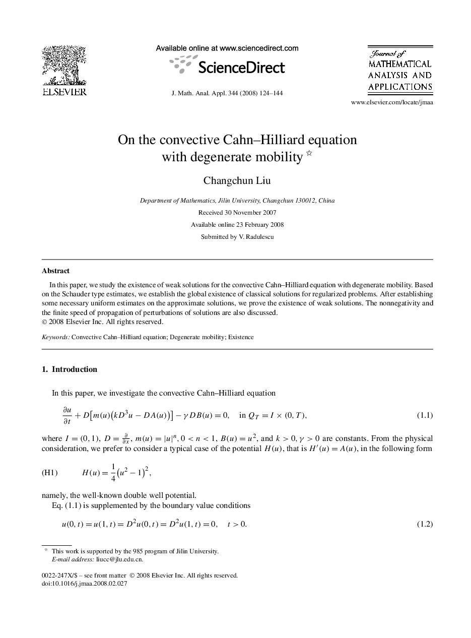 On the convective Cahn–Hilliard equation with degenerate mobility 