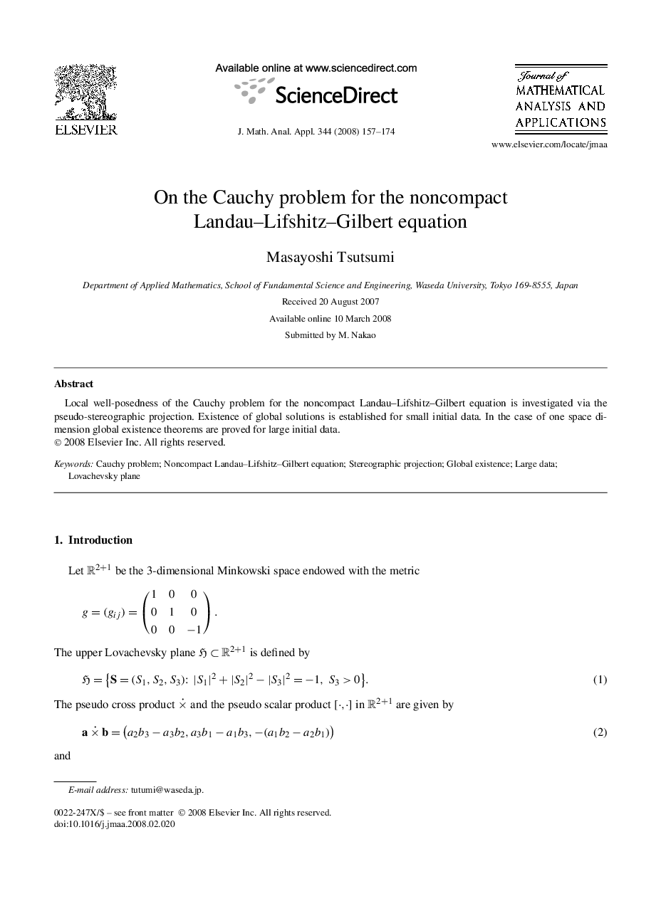 On the Cauchy problem for the noncompact Landau–Lifshitz–Gilbert equation
