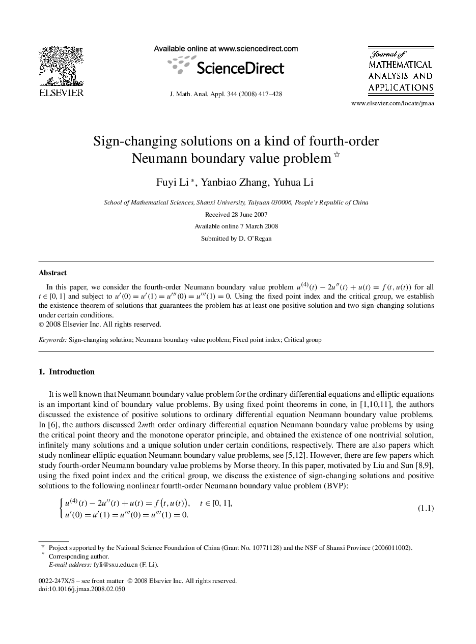 Sign-changing solutions on a kind of fourth-order Neumann boundary value problem 