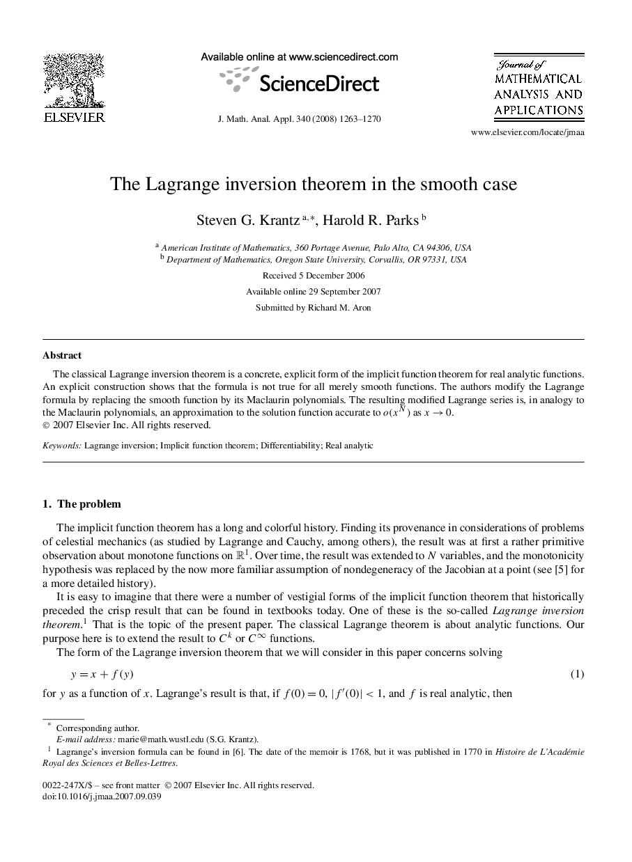 The Lagrange inversion theorem in the smooth case