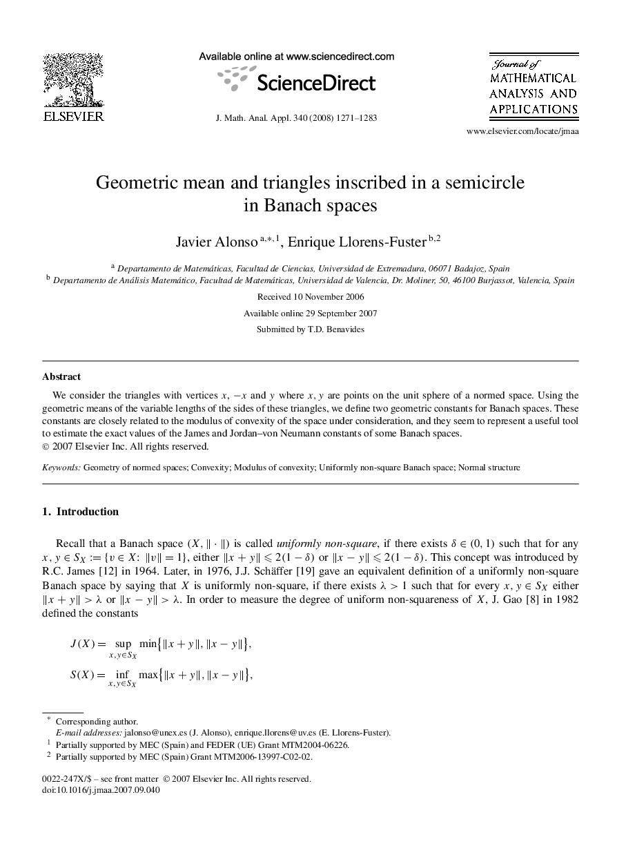 Geometric mean and triangles inscribed in a semicircle in Banach spaces