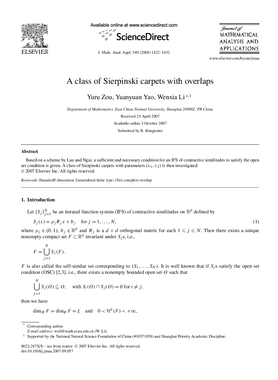 A class of Sierpinski carpets with overlaps