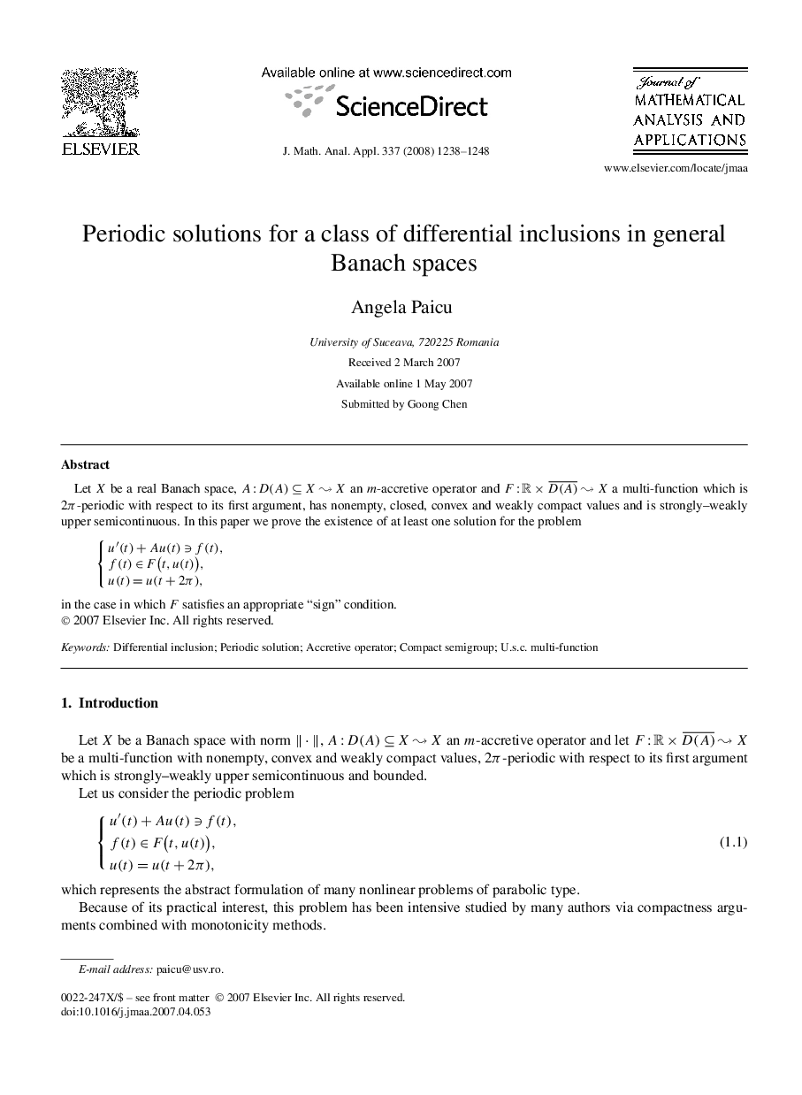 Periodic solutions for a class of differential inclusions in general Banach spaces