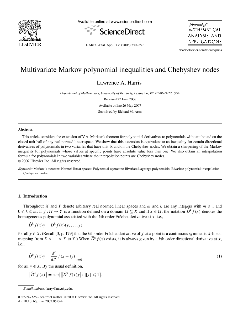 Multivariate Markov polynomial inequalities and Chebyshev nodes