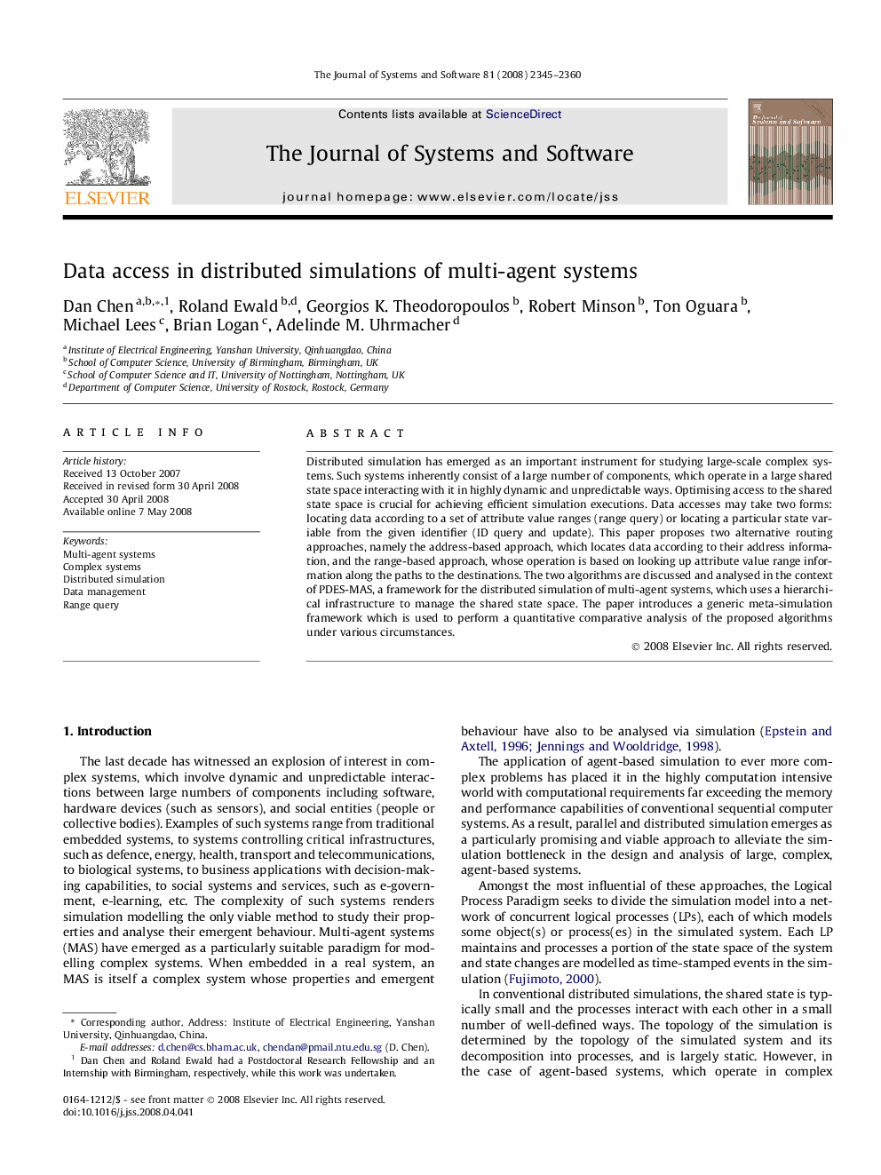 Data access in distributed simulations of multi-agent systems