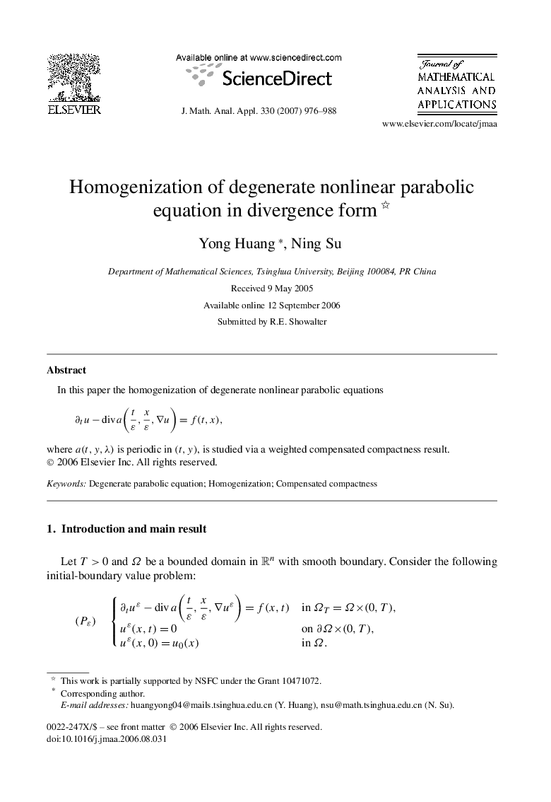 Homogenization of degenerate nonlinear parabolic equation in divergence form 