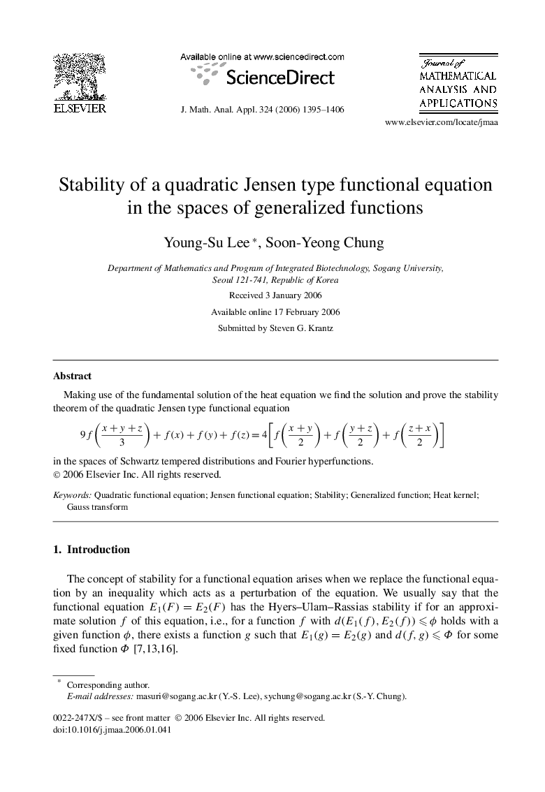 Stability of a quadratic Jensen type functional equation in the spaces of generalized functions