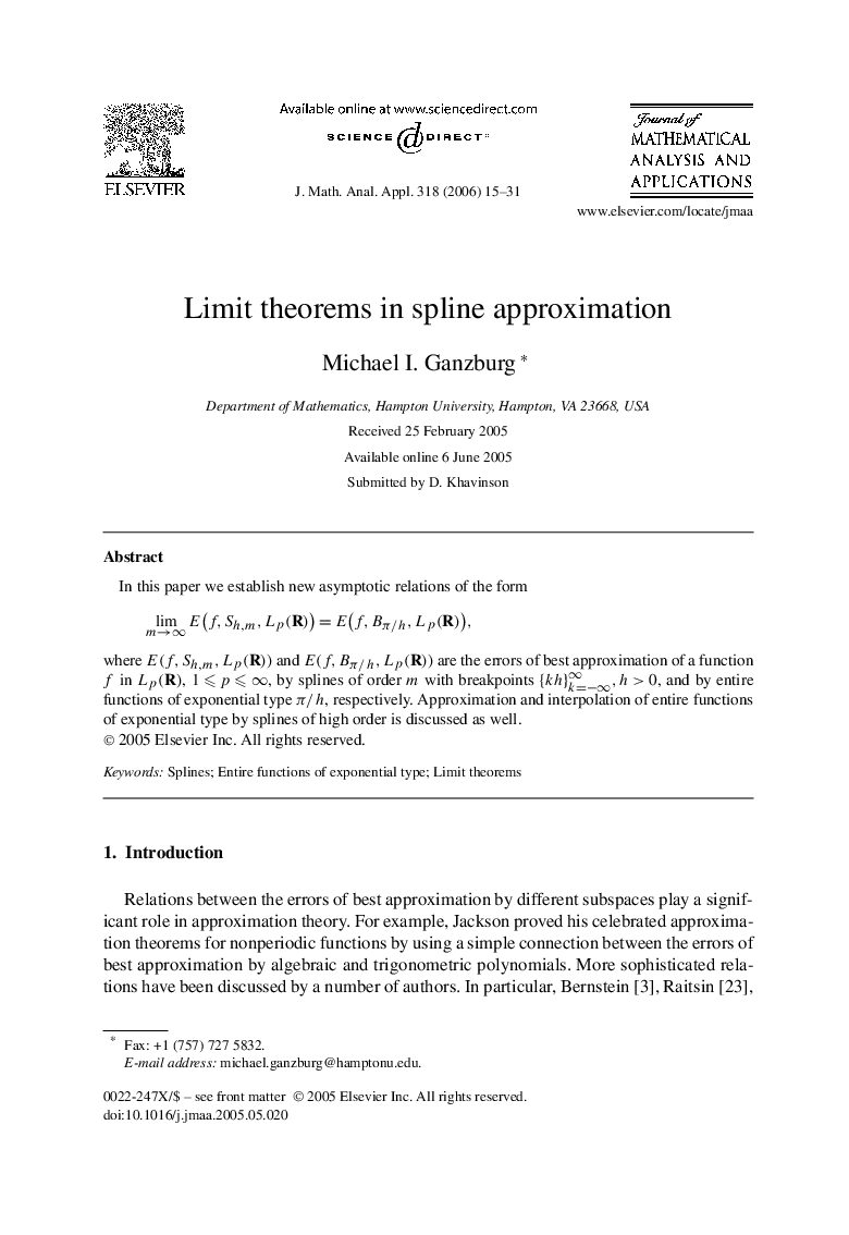 Limit theorems in spline approximation