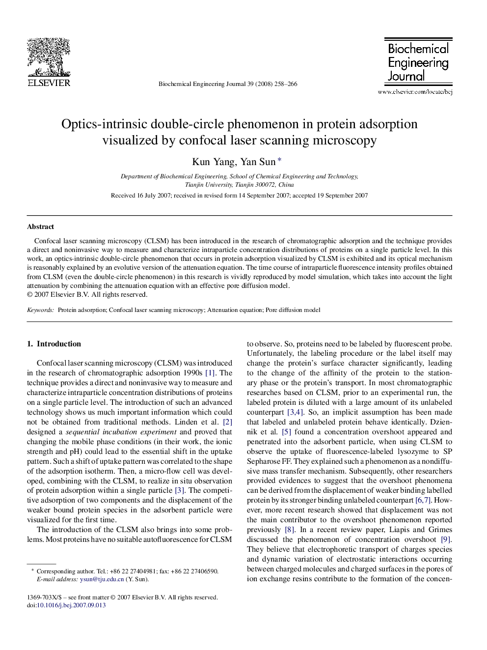 Optics-intrinsic double-circle phenomenon in protein adsorption visualized by confocal laser scanning microscopy