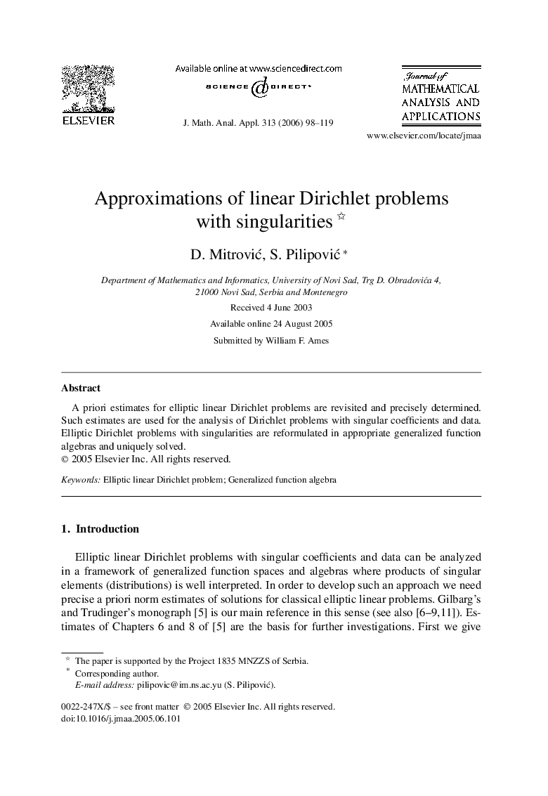 Approximations of linear Dirichlet problems with singularities 