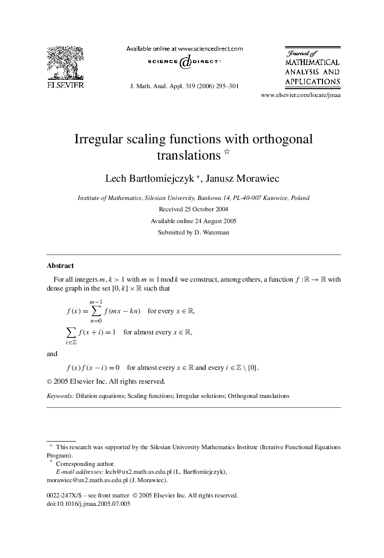 Irregular scaling functions with orthogonal translations 