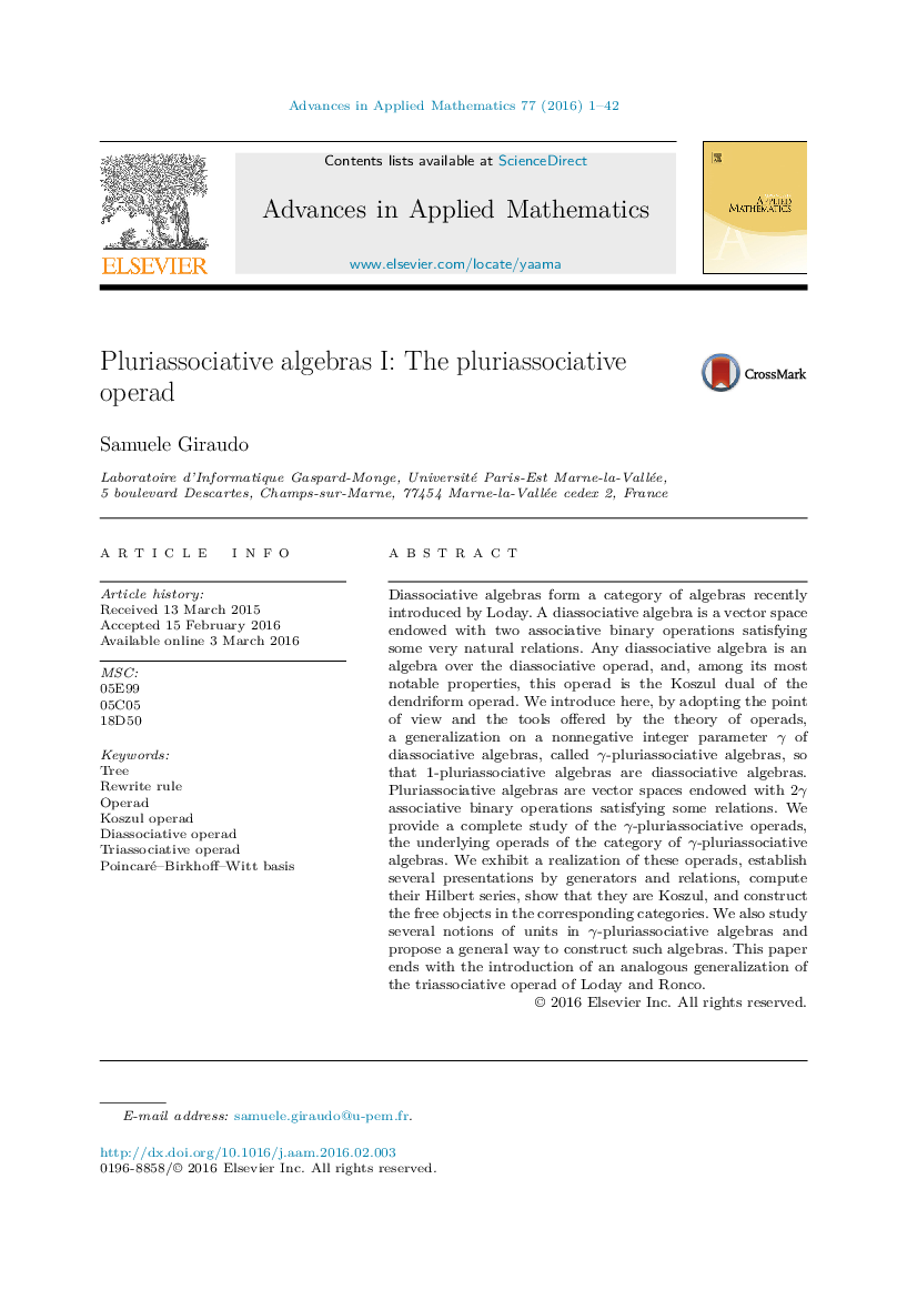 Pluriassociative algebras I: The pluriassociative operad