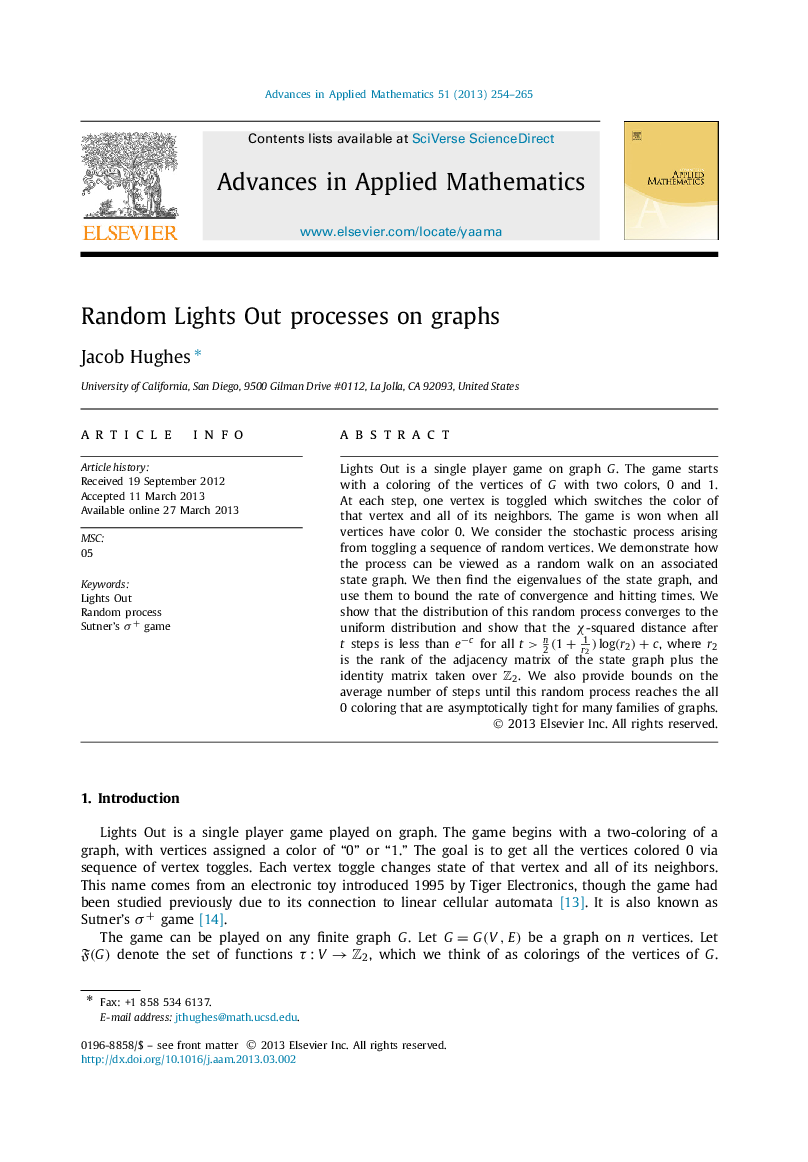 Random Lights Out processes on graphs
