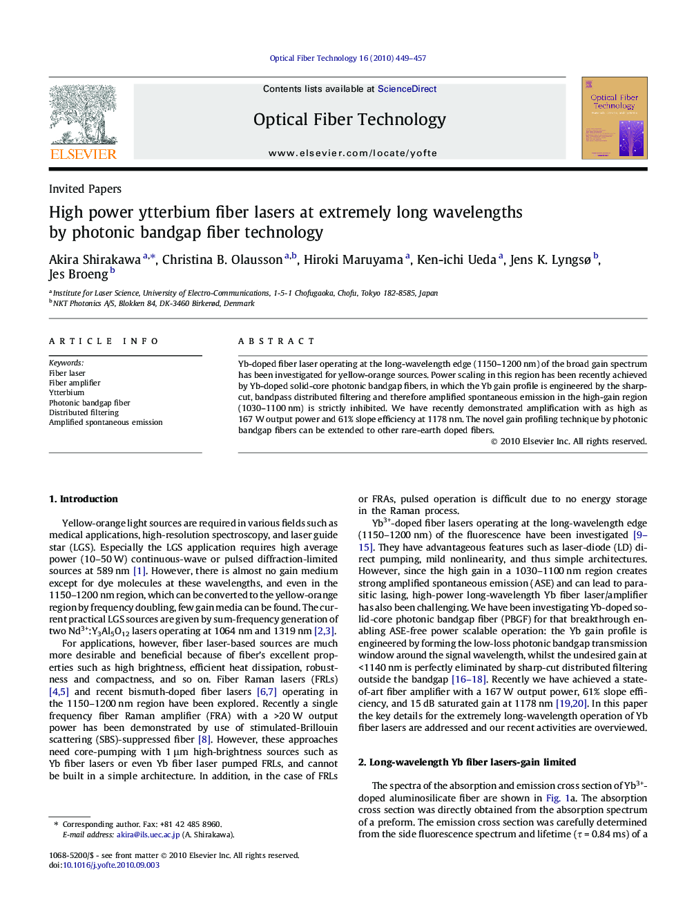 High power ytterbium fiber lasers at extremely long wavelengths by photonic bandgap fiber technology