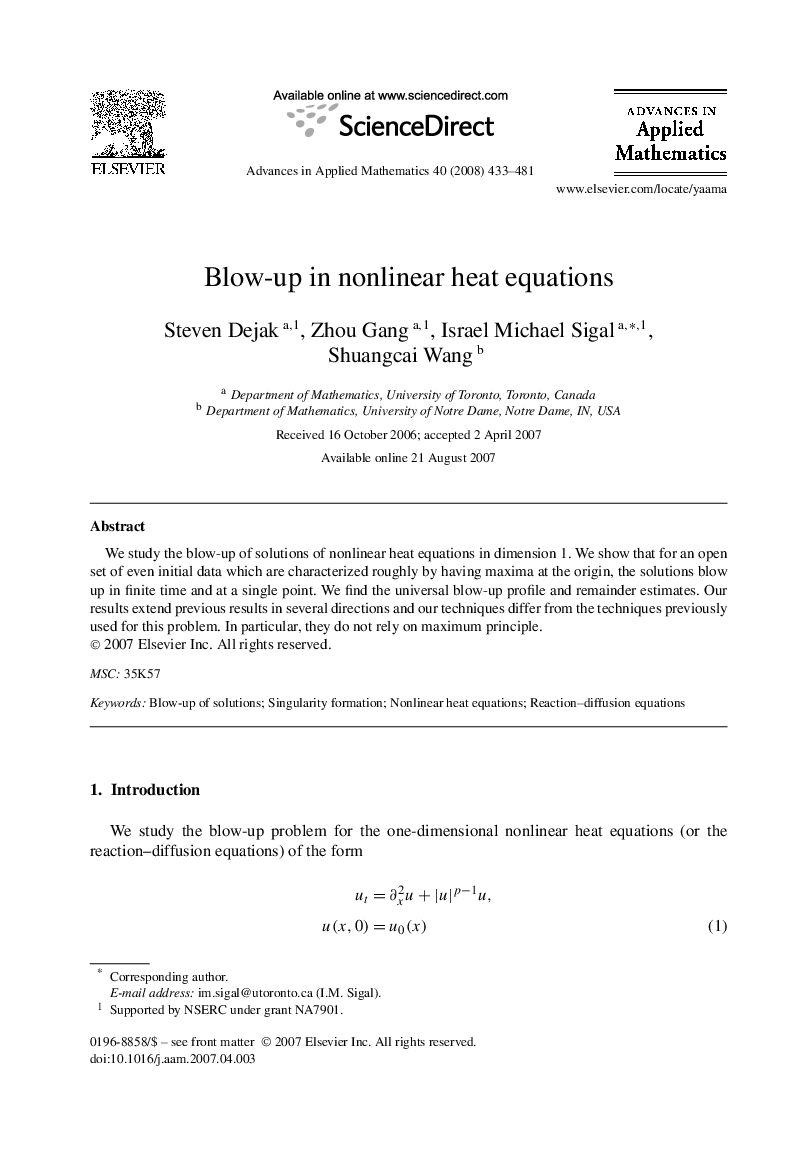 Blow-up in nonlinear heat equations