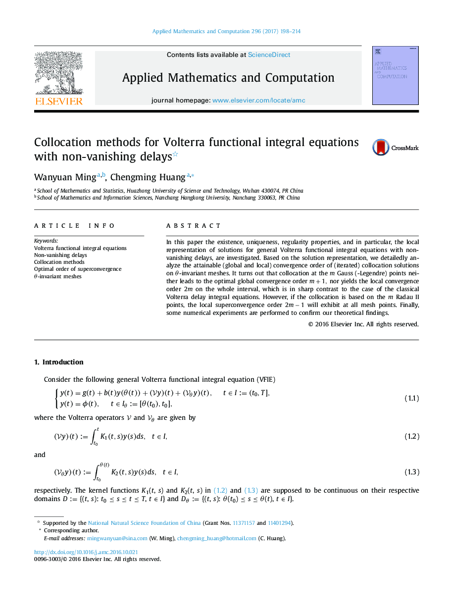 Collocation methods for Volterra functional integral equations with non-vanishing delays 