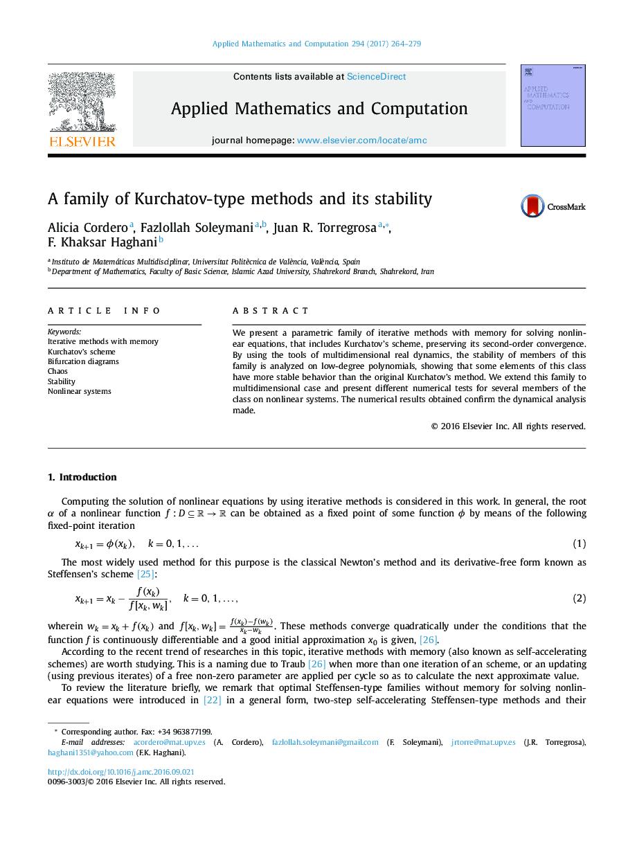 A family of Kurchatov-type methods and its stability