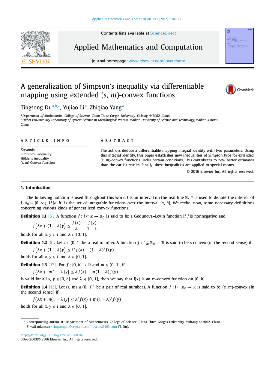 A generalization of Simpson’s inequality via differentiable mapping using extended (s, m)-convex functions