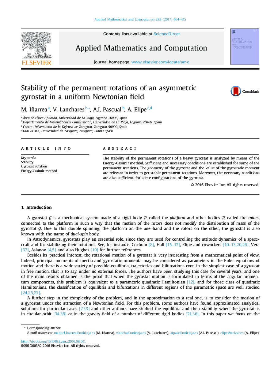 Stability of the permanent rotations of an asymmetric gyrostat in a uniform Newtonian field