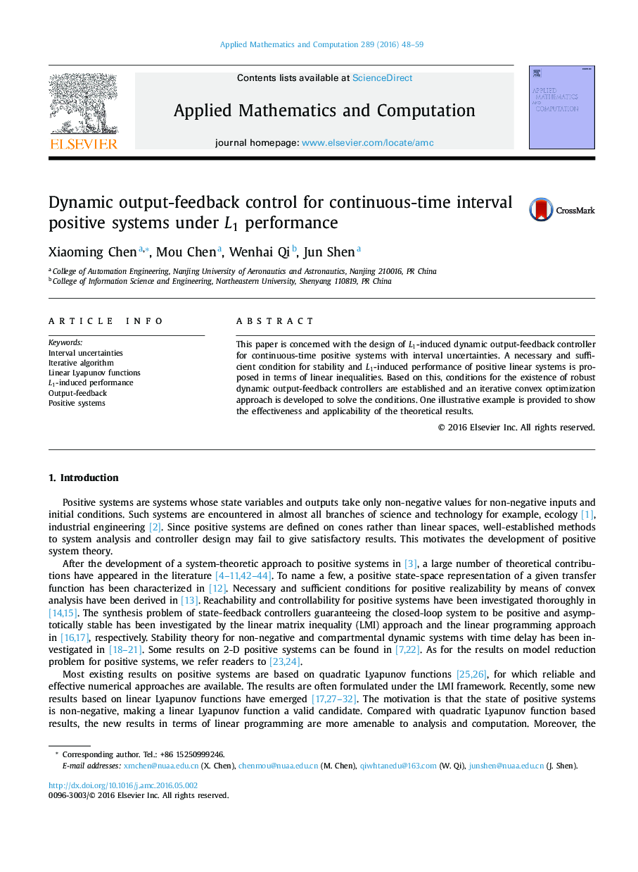 Dynamic output-feedback control for continuous-time interval positive systems under L1 performance