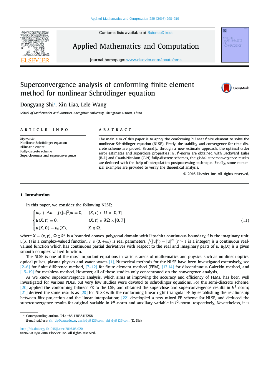 Superconvergence analysis of conforming finite element method for nonlinear Schrödinger equation