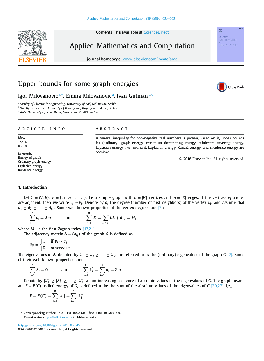 Upper bounds for some graph energies