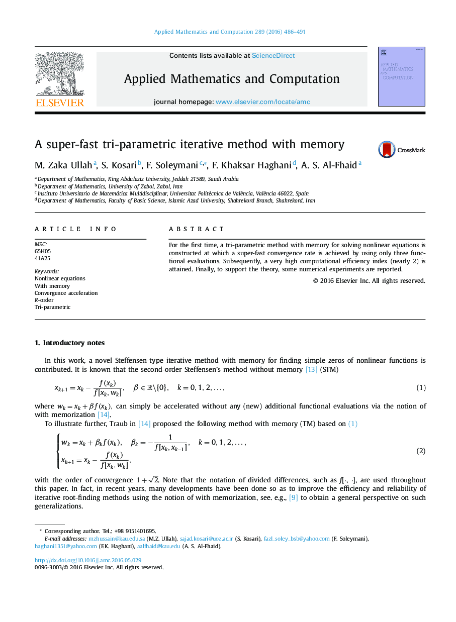 A super-fast tri-parametric iterative method with memory