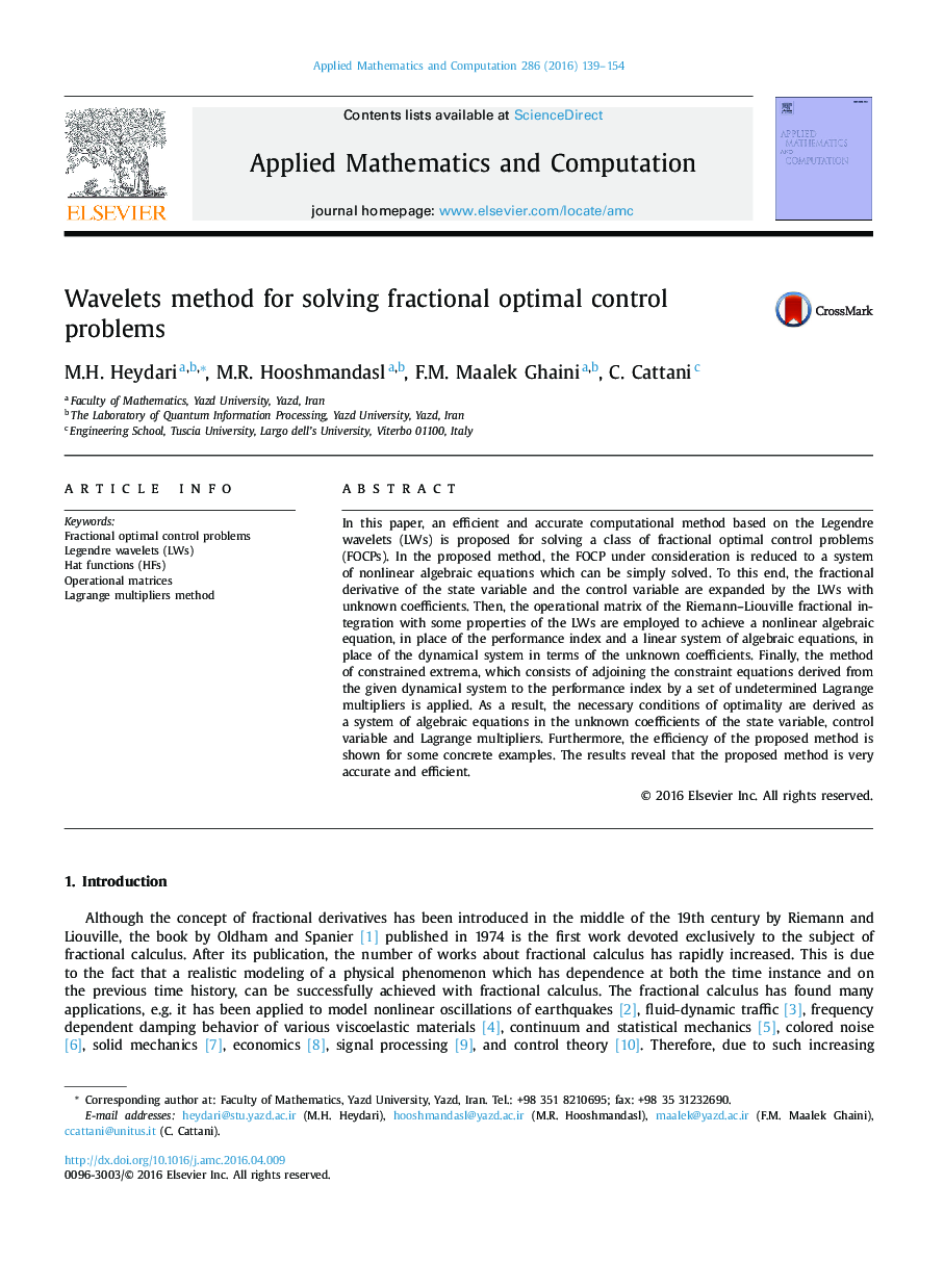 Wavelets method for solving fractional optimal control problems