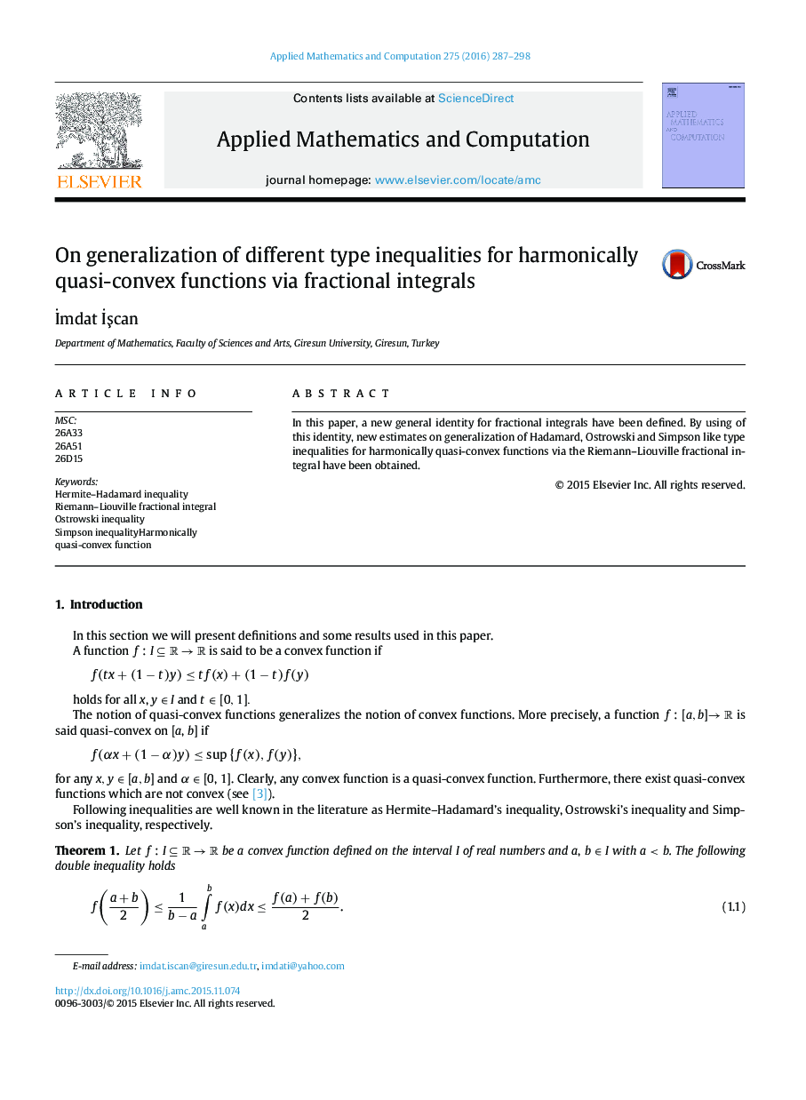 On generalization of different type inequalities for harmonically quasi-convex functions via fractional integrals