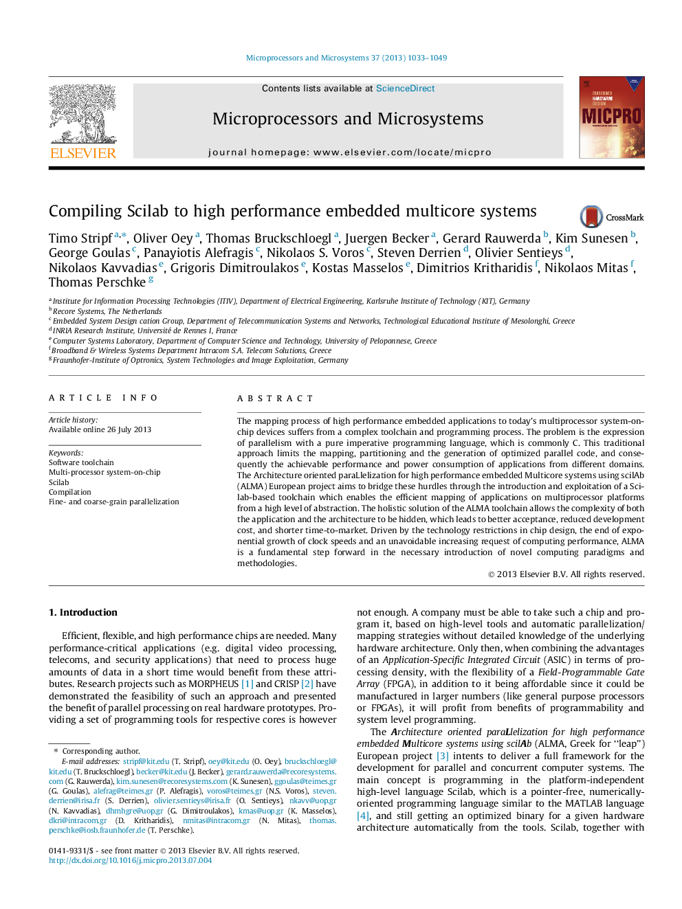 Compiling Scilab to high performance embedded multicore systems