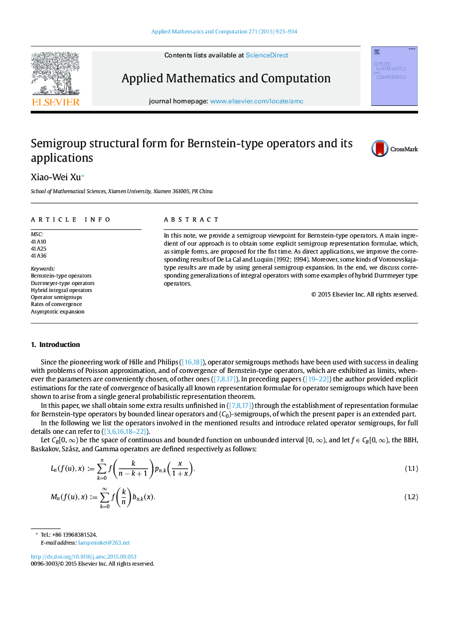 Semigroup structural form for Bernstein-type operators and its applications