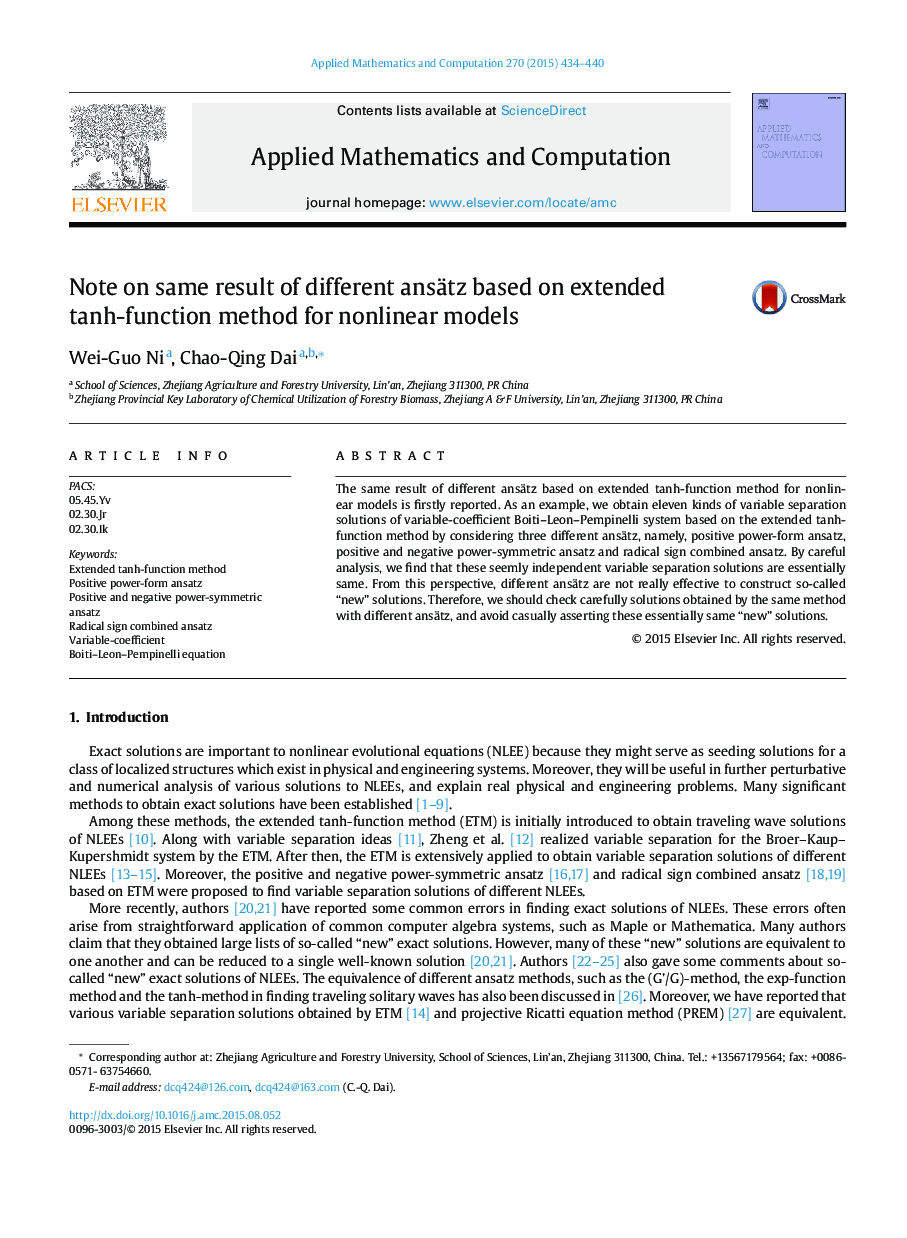 Note on same result of different ansätz based on extended tanh-function method for nonlinear models