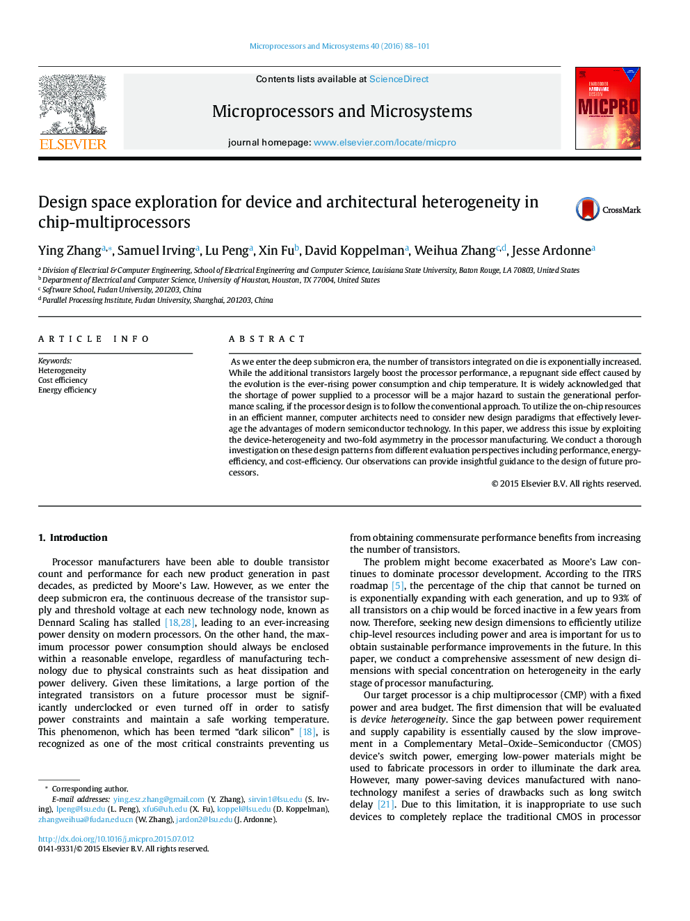 Design space exploration for device and architectural heterogeneity in chip-multiprocessors