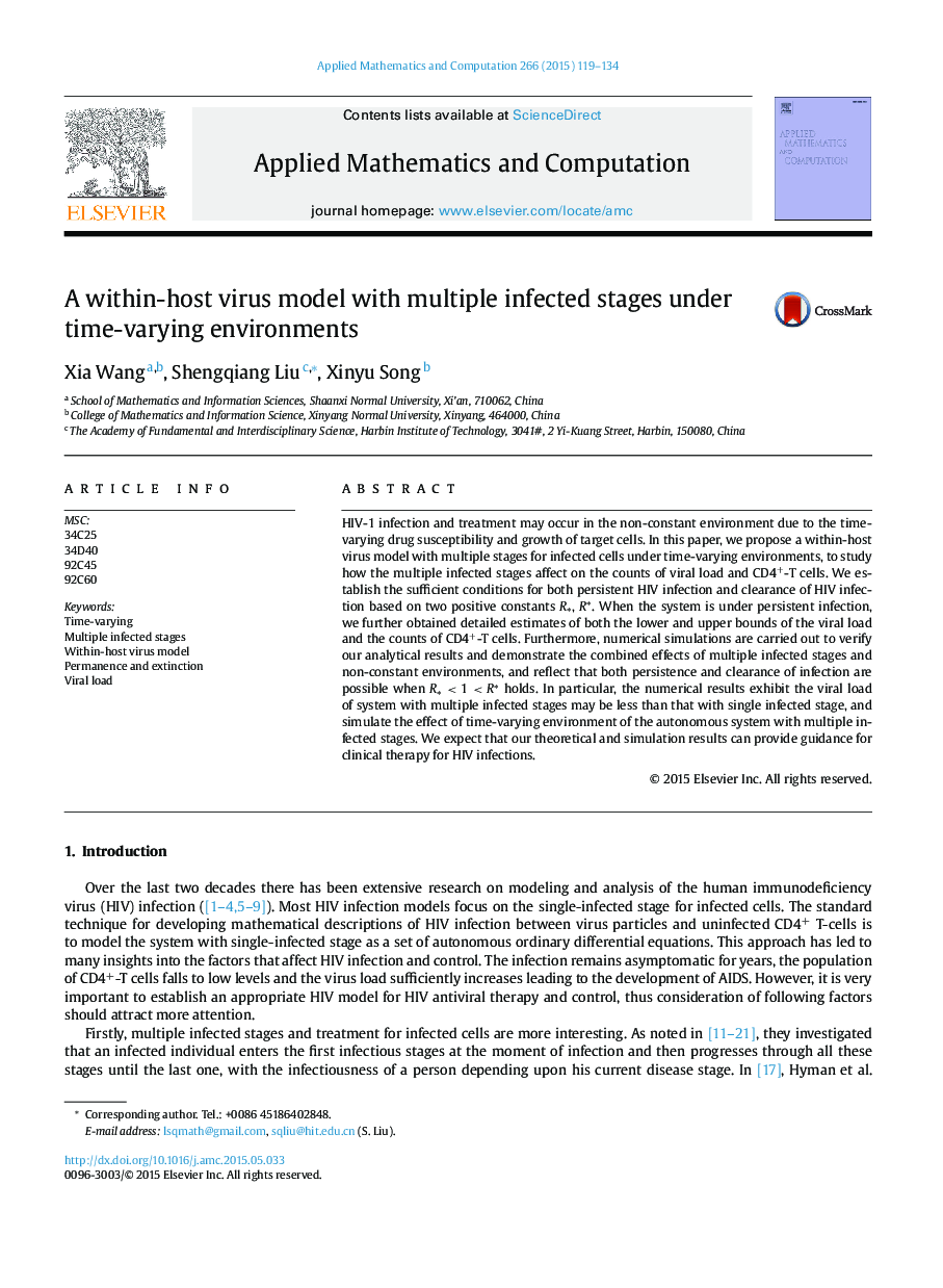 A within-host virus model with multiple infected stages under time-varying environments