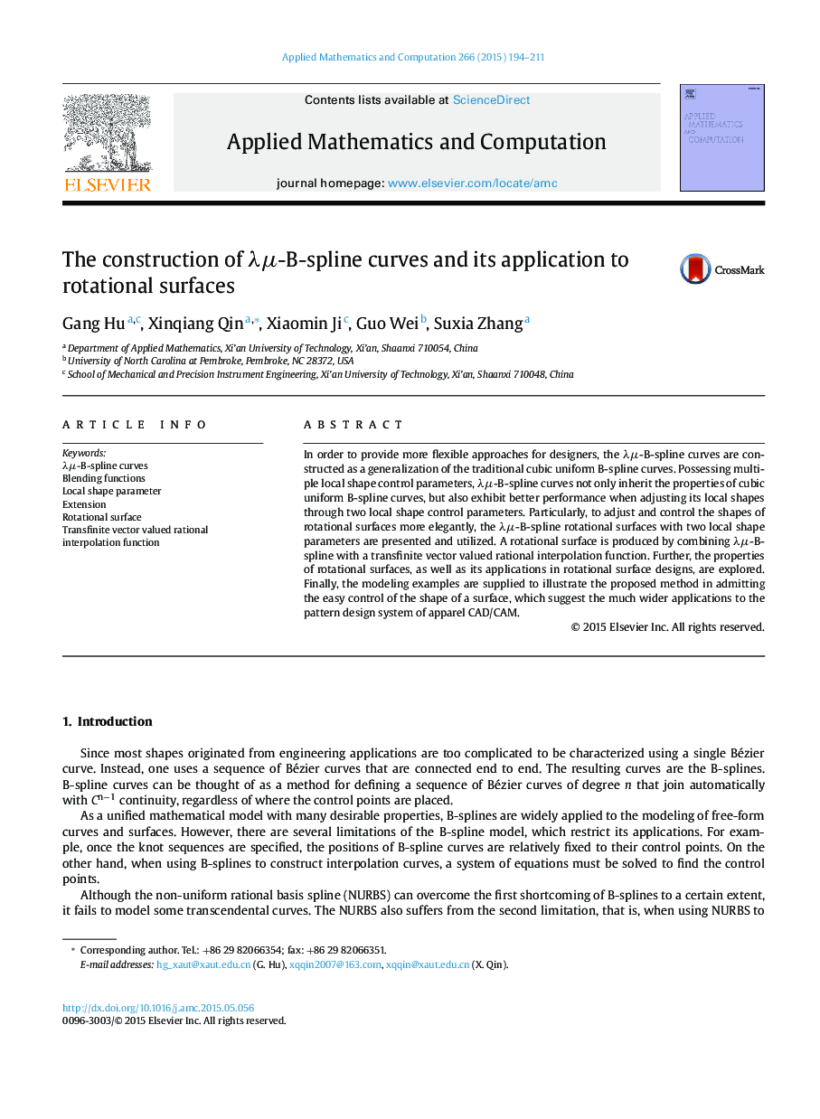 The construction of λμ-B-spline curves and its application to rotational surfaces