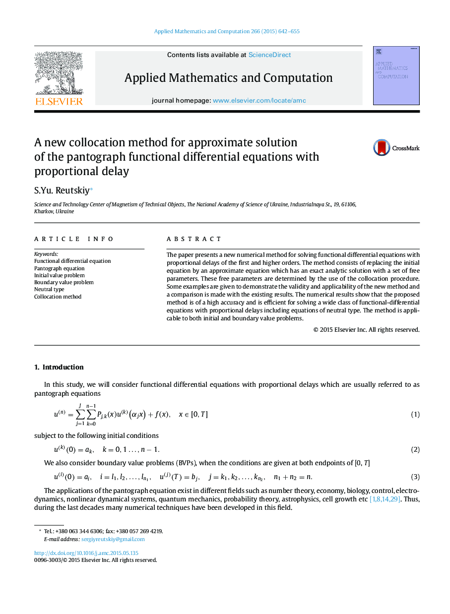 A new collocation method for approximate solution of the pantograph functional differential equations with proportional delay