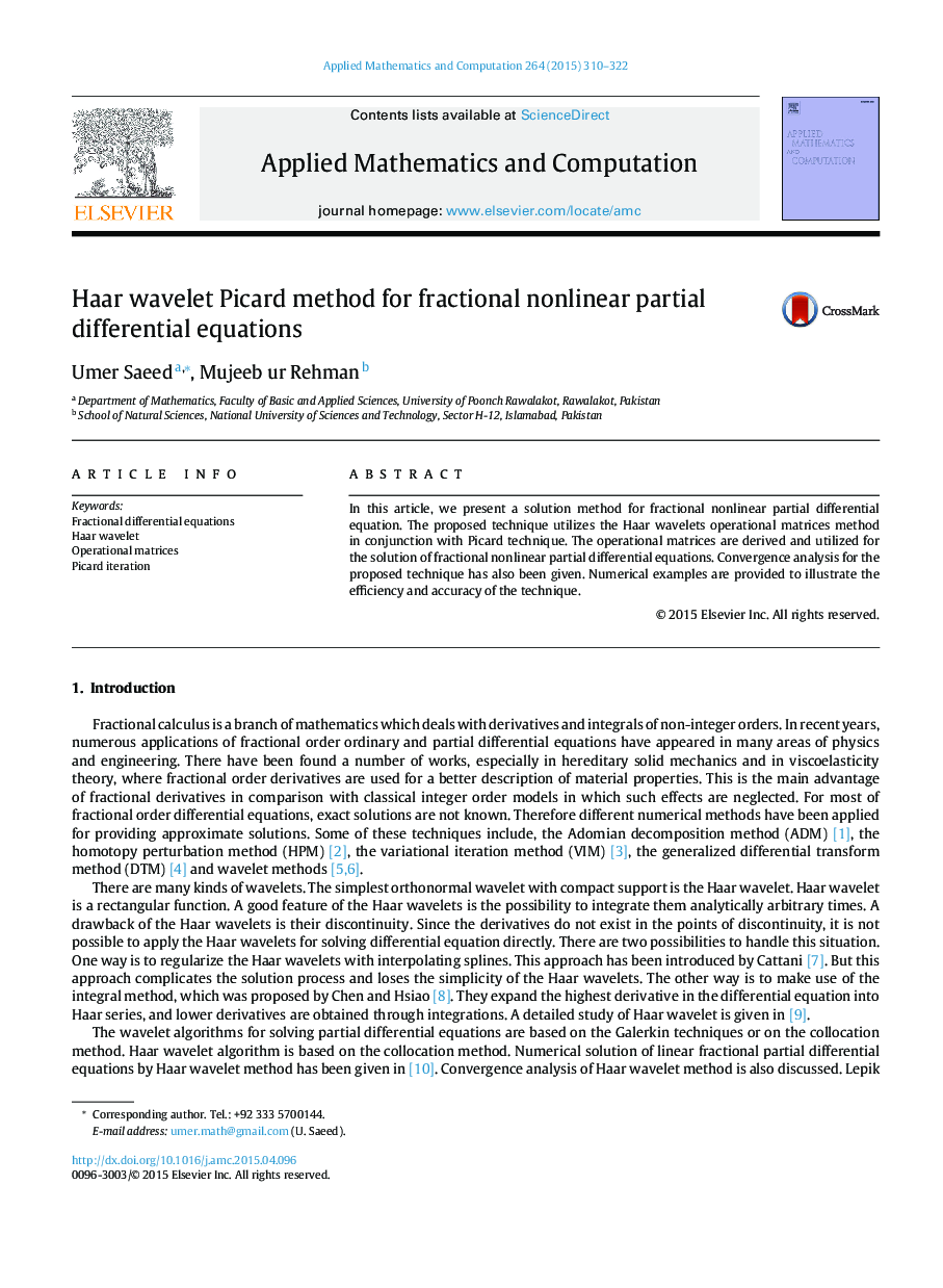 Haar wavelet Picard method for fractional nonlinear partial differential equations