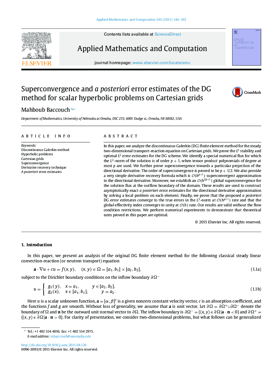 Superconvergence and a posteriori error estimates of the DG method for scalar hyperbolic problems on Cartesian grids