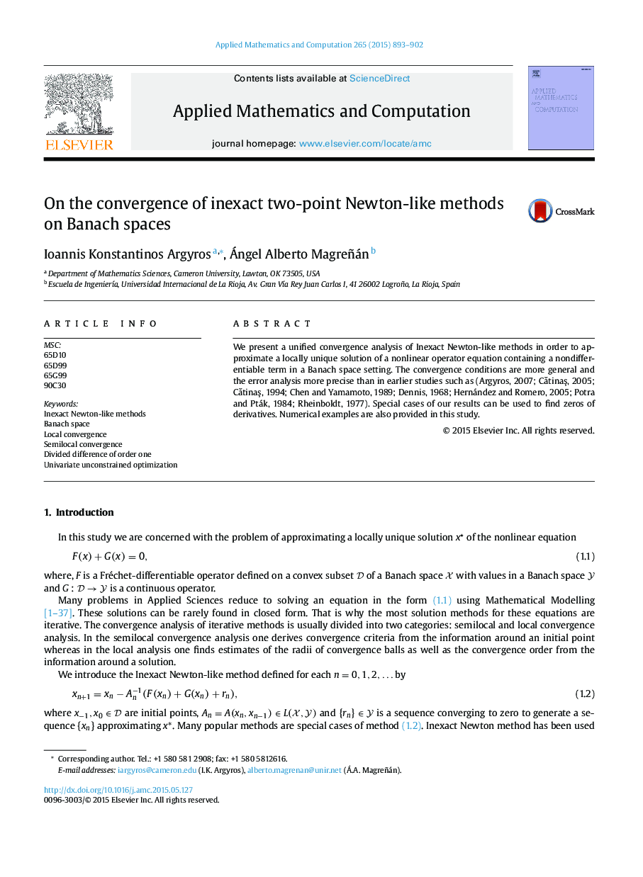 On the convergence of inexact two-point Newton-like methods on Banach spaces