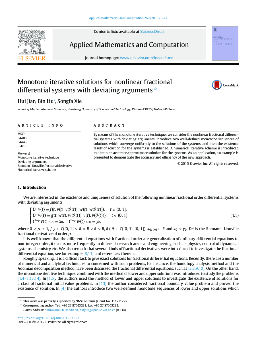 Monotone iterative solutions for nonlinear fractional differential systems with deviating arguments 