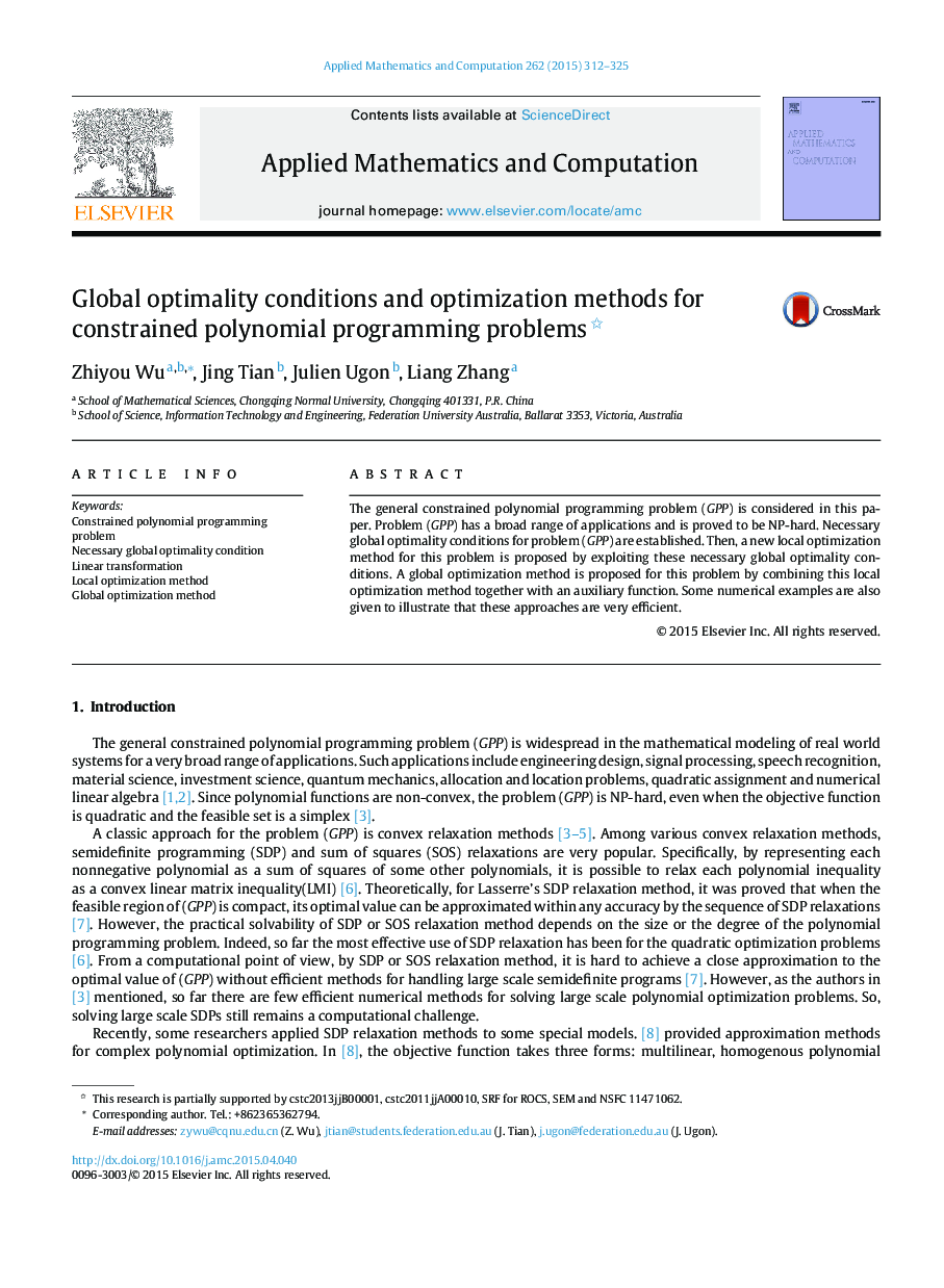 Global optimality conditions and optimization methods for constrained polynomial programming problems 
