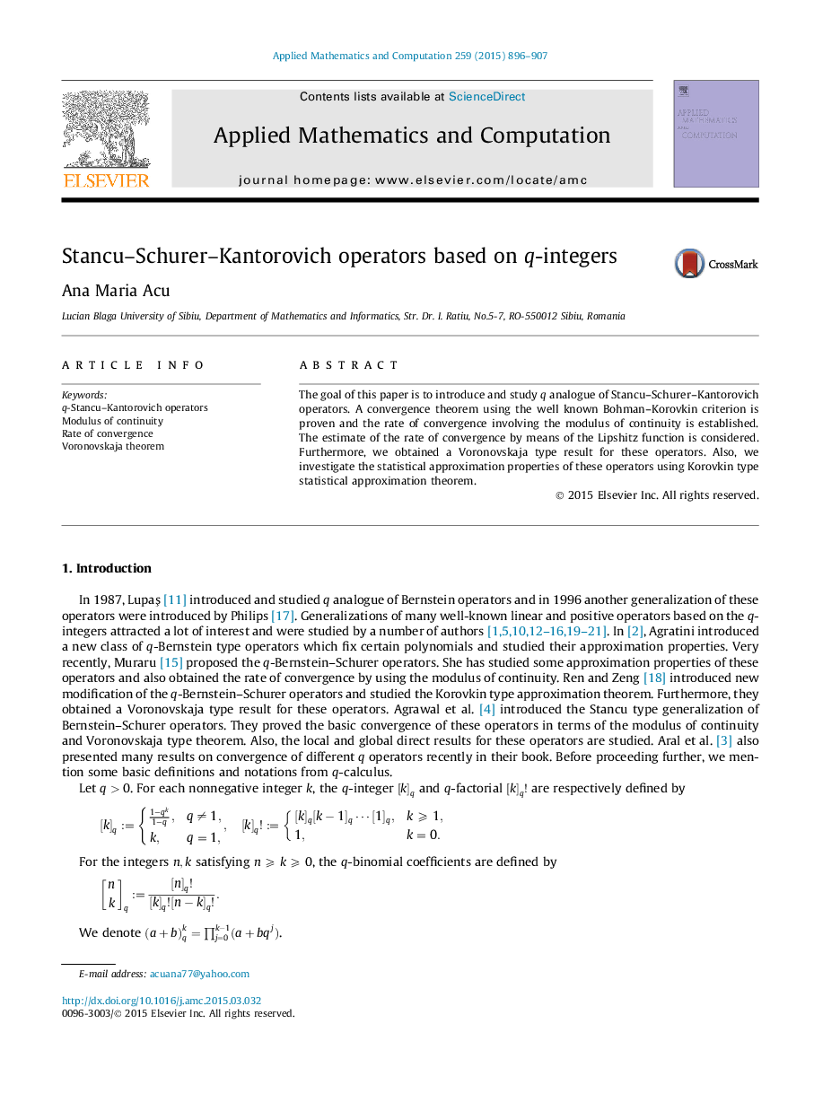 Stancu–Schurer–Kantorovich operators based on q-integers