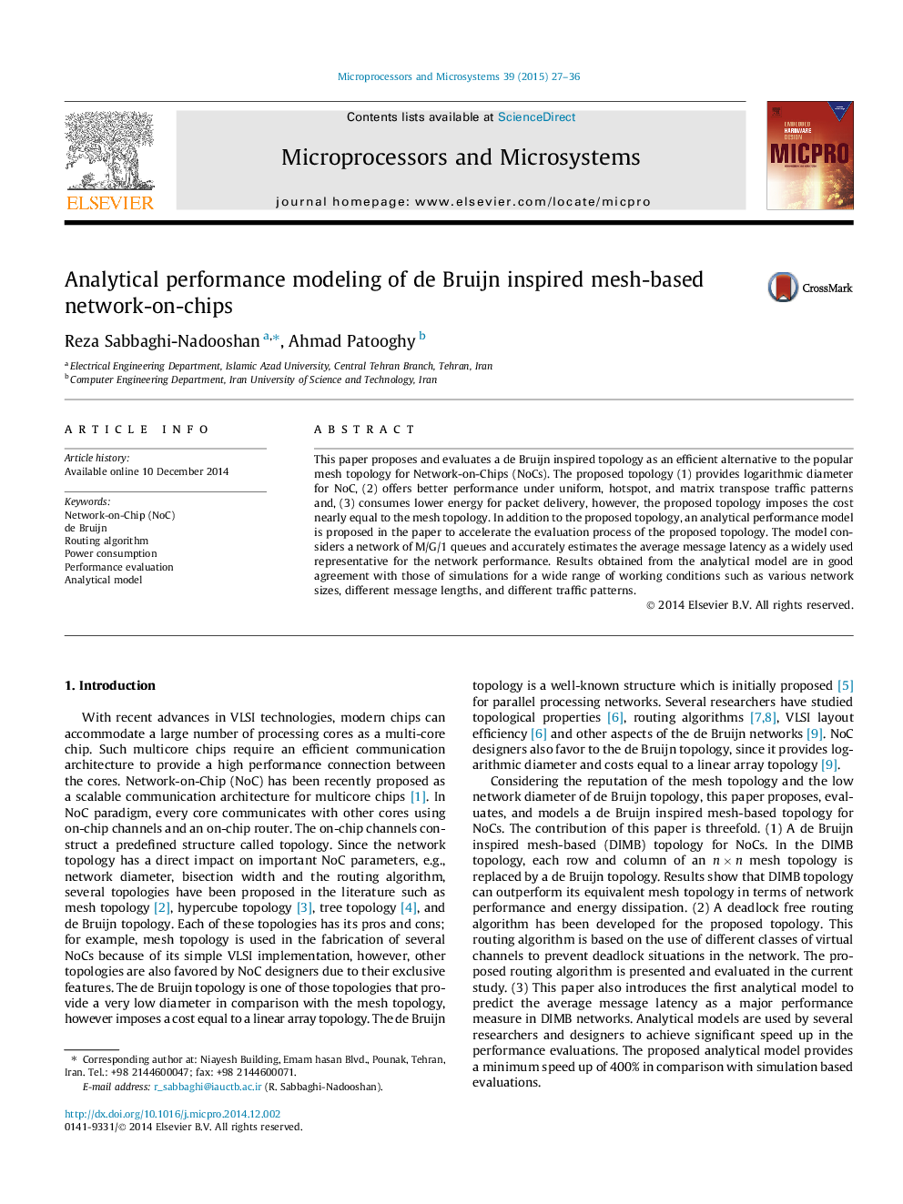 Analytical performance modeling of de Bruijn inspired mesh-based network-on-chips